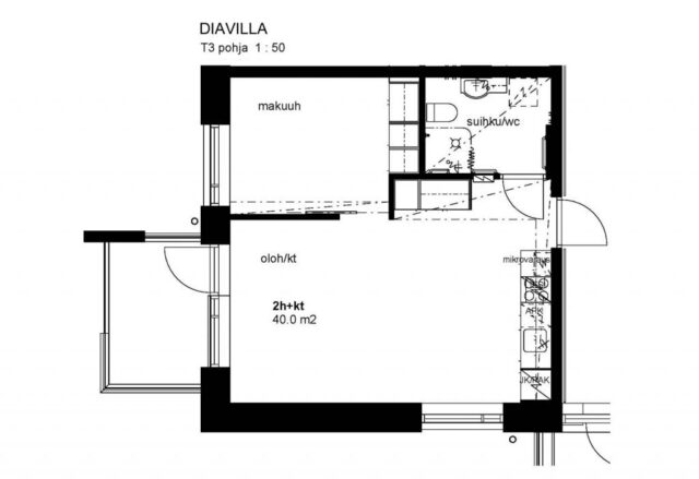 Diavillan asunnon pohjapiirros