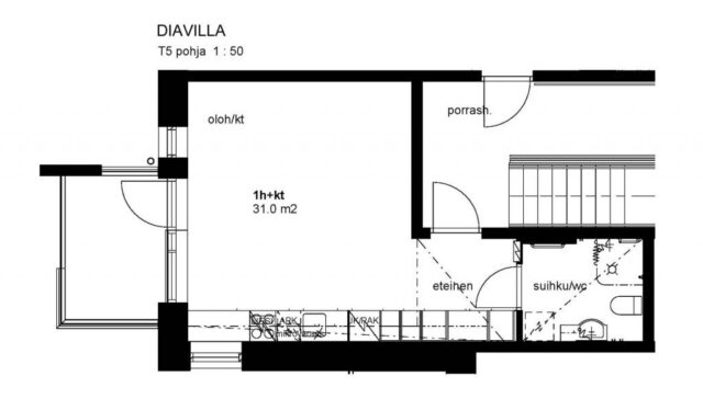 Diavillan asunnon pohjapiirros